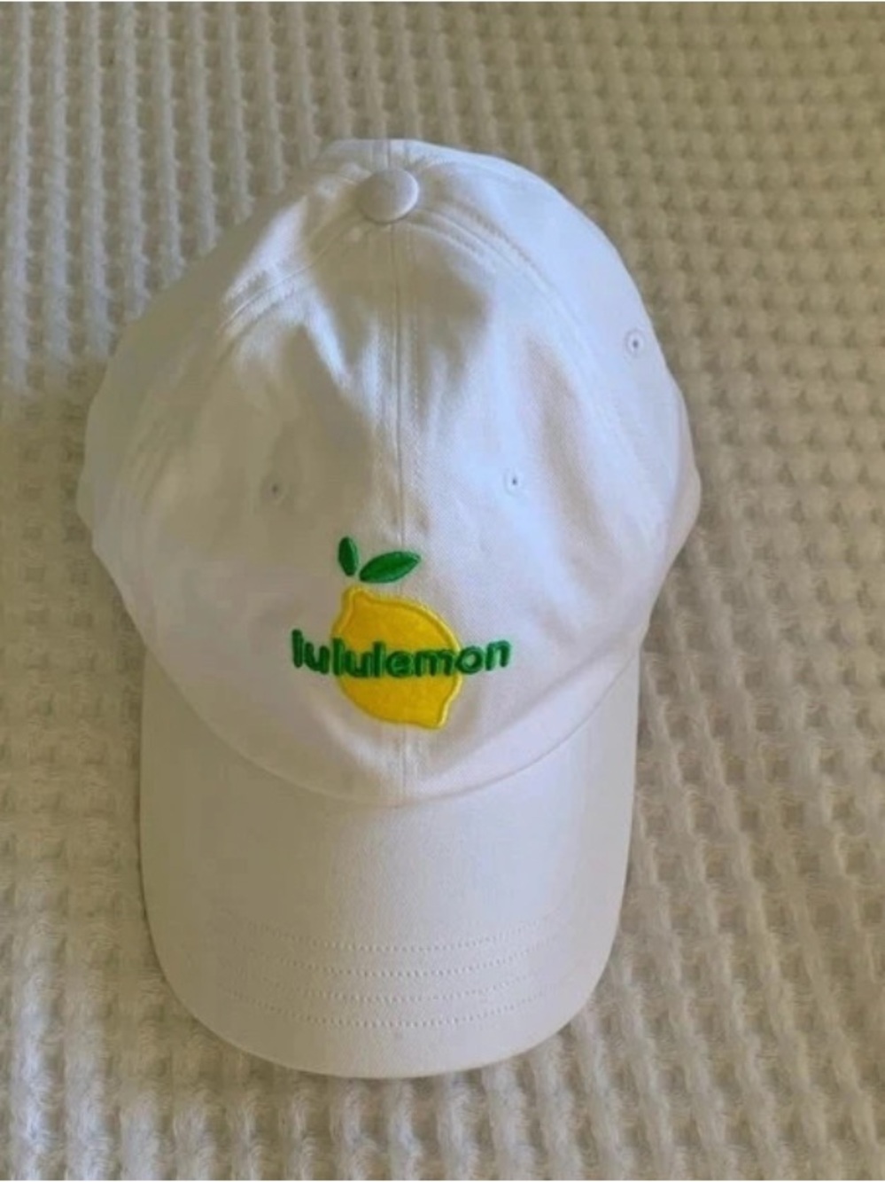 lululemon athletica White Baseball Cap with Yellow Lemon Embroidery NWOT